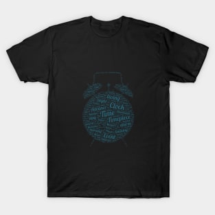 Time Clock Silhouette Shape Text Word Cloud T-Shirt